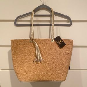 N Gil Cork and Gold Glitter Beach Bag